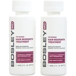 Bosleymd Hair Regrowth Treatment For Women Regular Strength Minoxidil Topical Solution 2% Two Month Supply 2- 2 Oz Bottles (dropper)