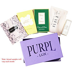 Purpl Lux Subscription Box For Women By  Oscar De La Renta Live In Love & Jimmy Choo & Burberry Brit Sheer & Lolita Lempicka & Versace Signature