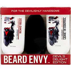 Beard Envy Devil's Delight Edition Set: Beard Wash + Leave-in Control + Boar Bristle Brush --2x88ml/3oz + Brush