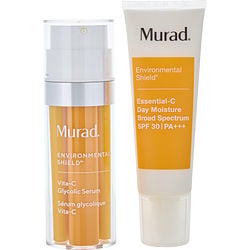 The Power Brightener Set: Vitamin C Glycolic Serum 1oz + Essential C Day Moisture Spf 30 1.7oz --2pcs