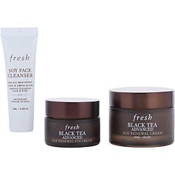 Firming Face & Eye Ritual Skincare Set: Soy Ph-balanced Hydrating Face Wash 15ml + Black Tea Anti-aging Eye Cream 15ml + Black Tea Anti-aging Ceramide Moisturizer 30ml --3pcs