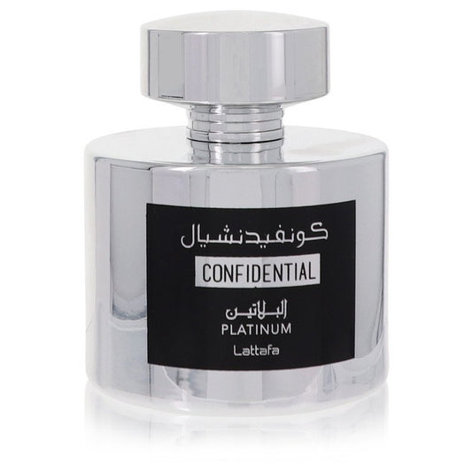 Lattafa Confidential Platinum by Lattafa Eau De Parfum Spray (Unisex Unboxed) 3.4 oz for Men