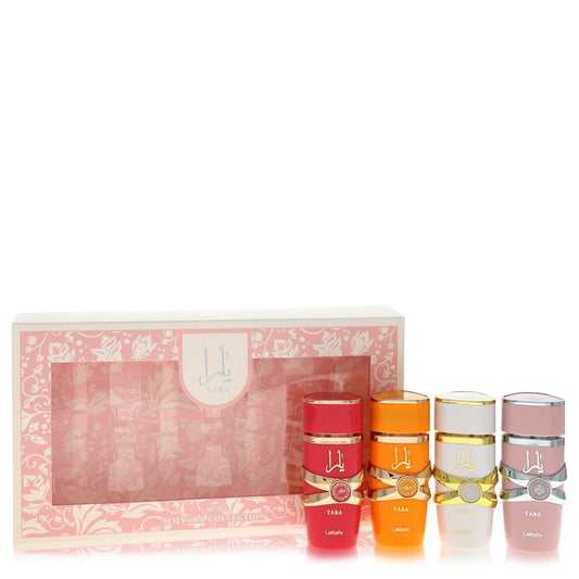 Lattafa Yara by Lattafa Gift Set -- Mini My Yara EDP Collection Set contains Yara, Yara Moi, Yara Tous, Yara Candy all sized 0.08 oz EDP for Women